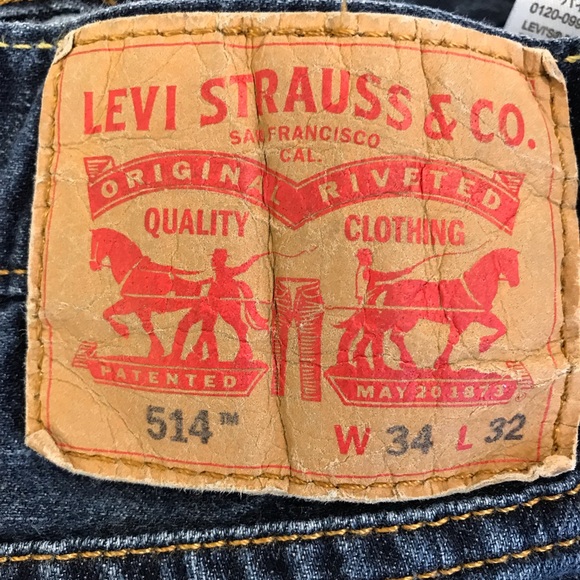 Levis 514 Mens 34x32 Jeans Straight Fit Medium Wash Whiskered Faded by Design. - Picture 6 of 13
